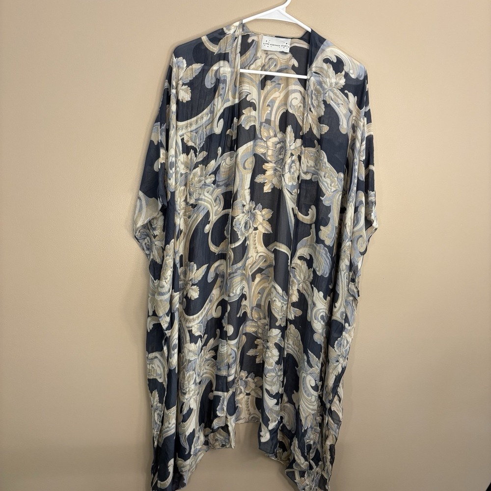ONE HUNDRED STARS‎ Jacket Kimono Throwover ONE SIZE Open Front Floral  Paisley